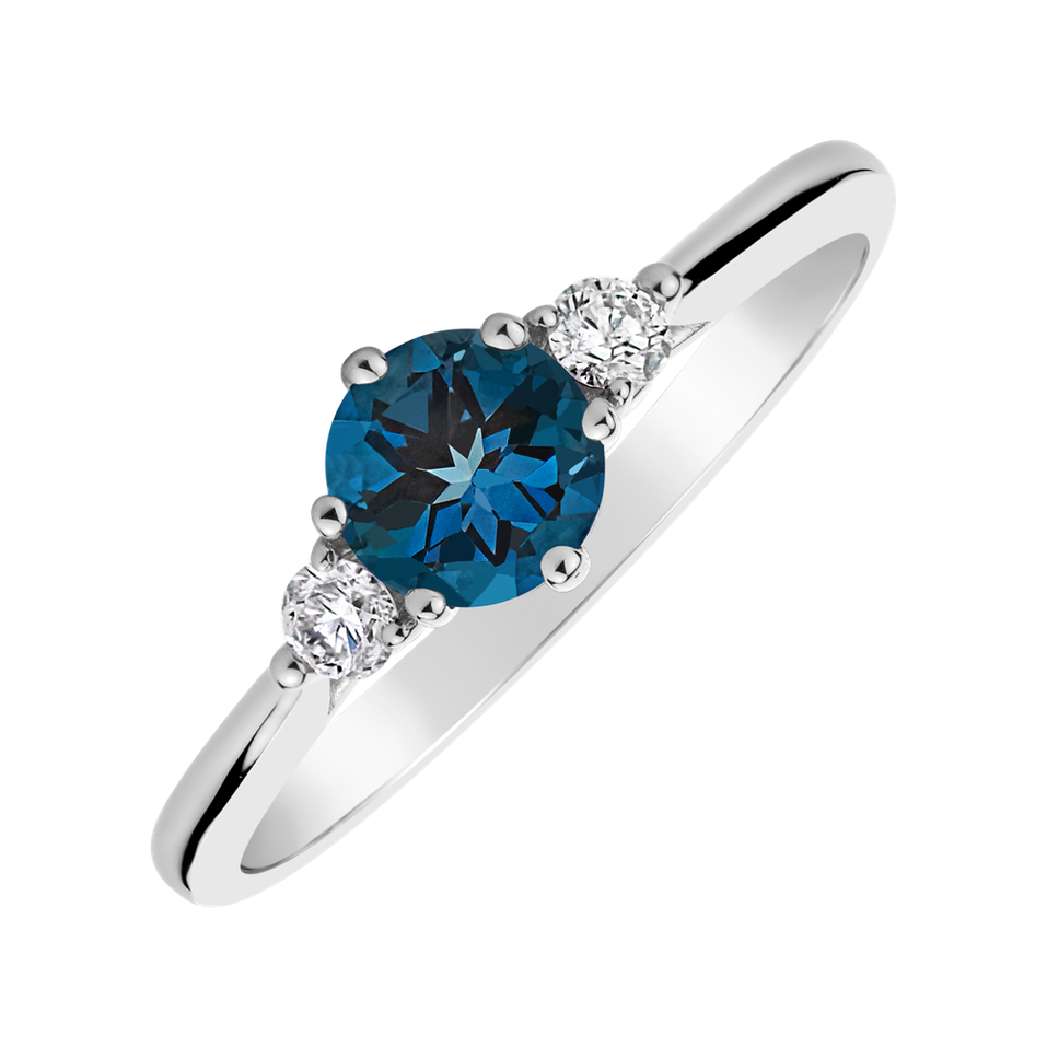 Prsten s diamanty a topazem Midnight Serenity