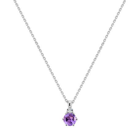 Náhrdelník s diamantem a ametystem Midnight Serenity