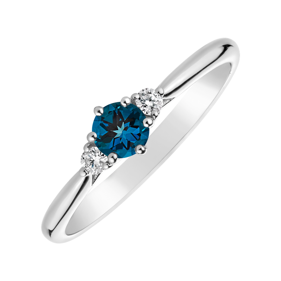 Prsten s diamanty a topazem Midnight Serenity