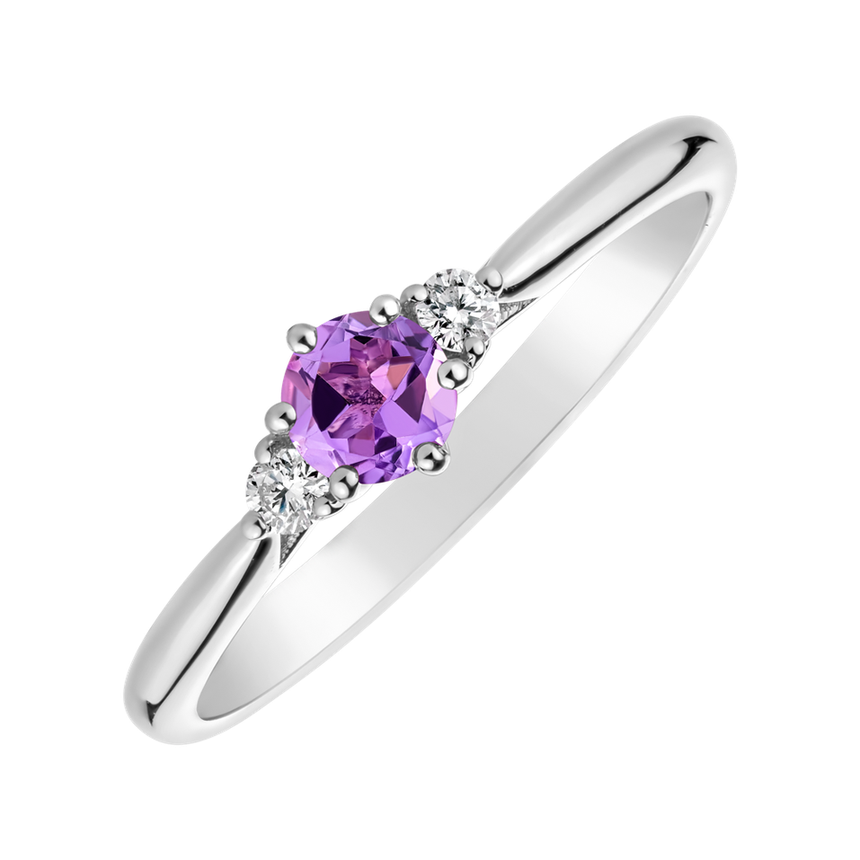 Prsten s diamanty a ametystem Midnight Serenity