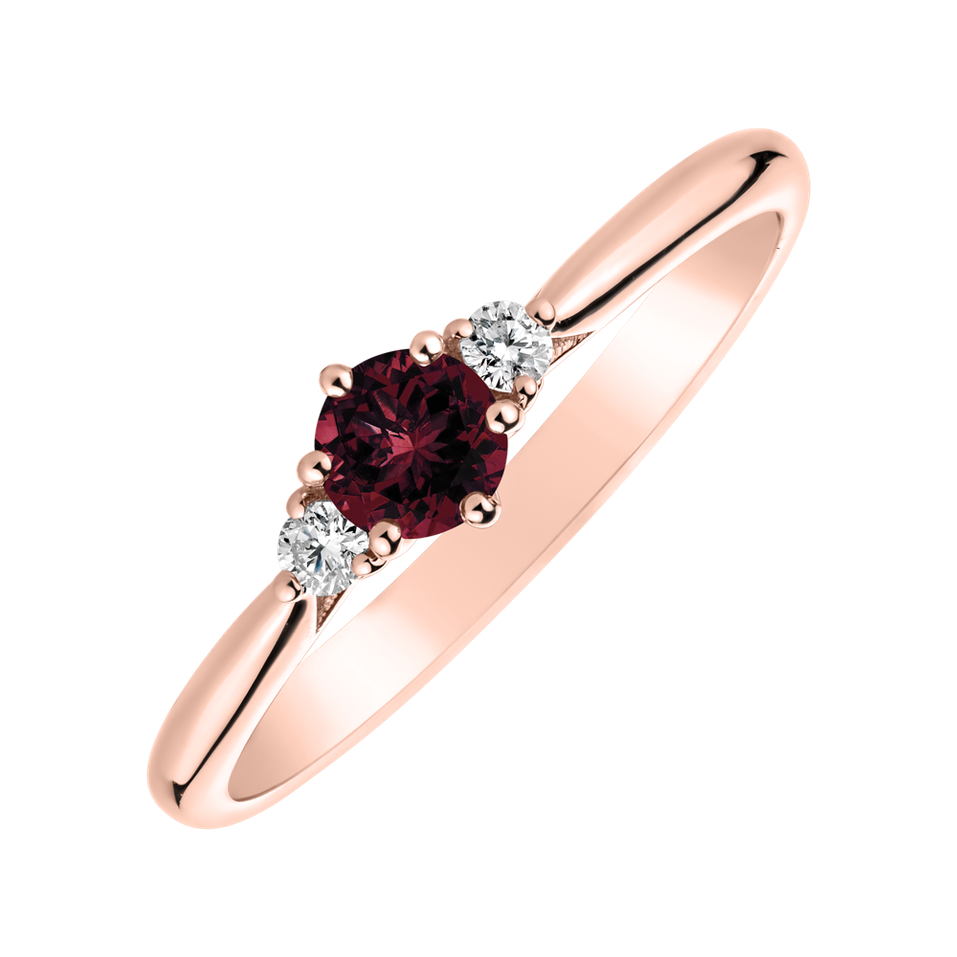 Prsten s diamanty a rhodolitem Midnight Serenity