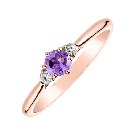 Prsten s diamanty a ametystem Midnight Serenity