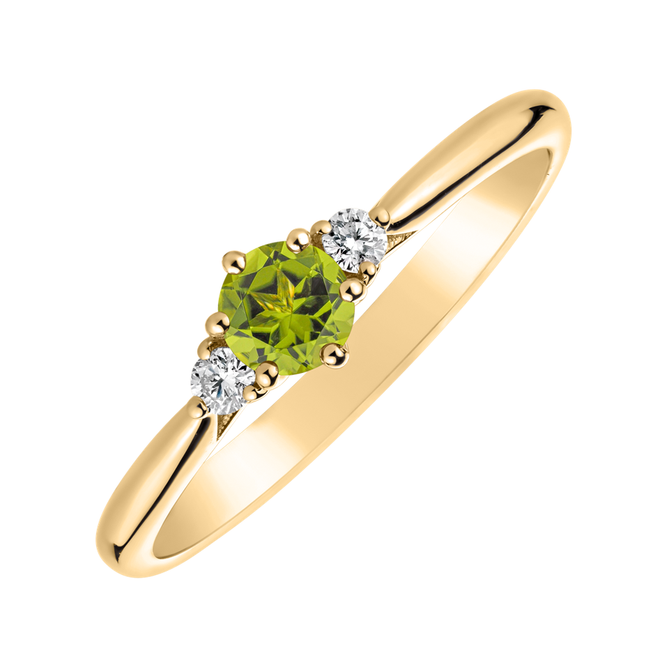 Prsten s diamanty a peridotem Midnight Serenity