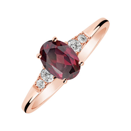 Prsten s diamanty a rhodolitem Melisandra