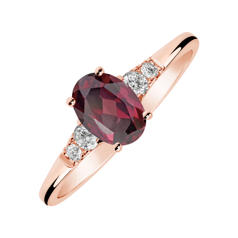 Prsten s diamanty a rhodolitem Melisandra