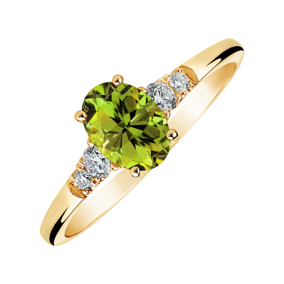 Prsten s diamanty a peridotem Melisandra