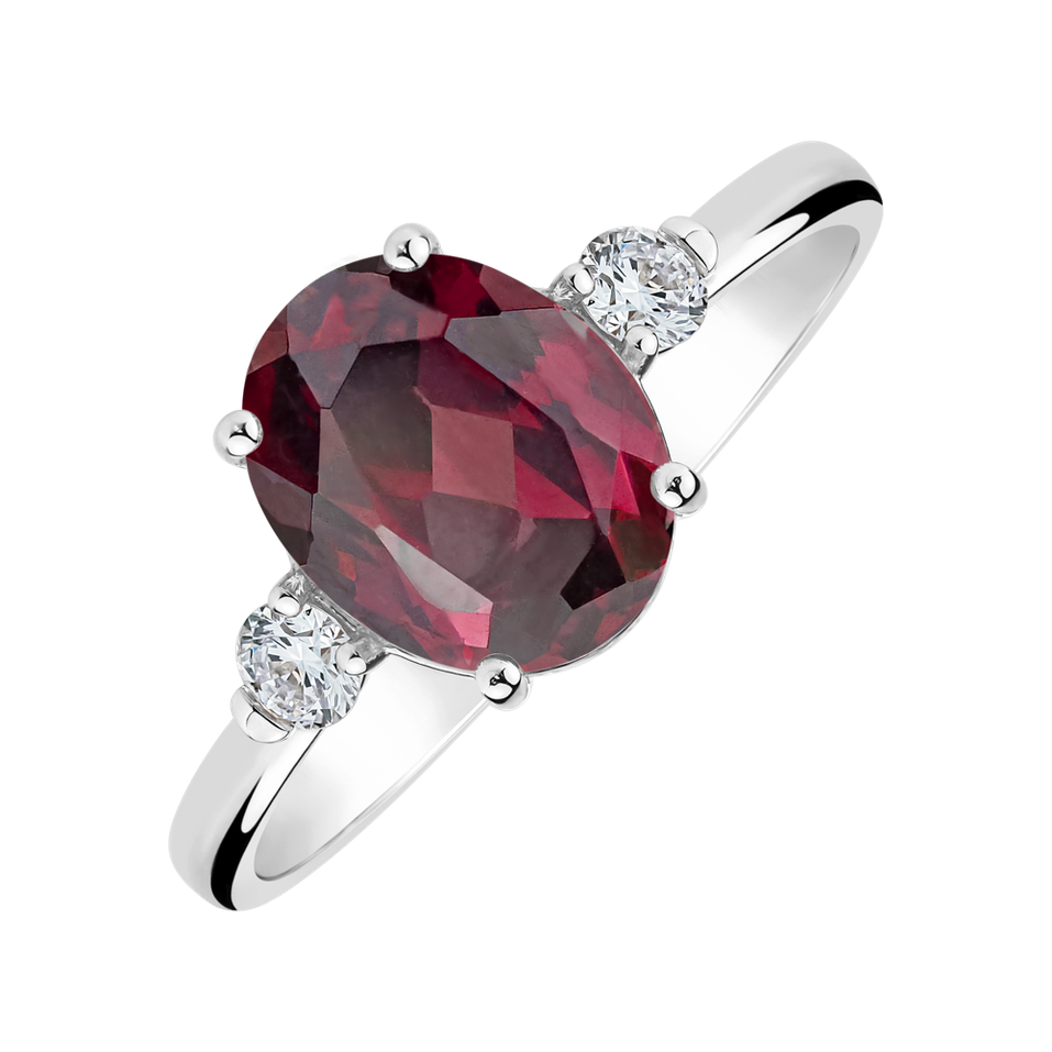 Prsten s diamanty a rhodolitem Asuan