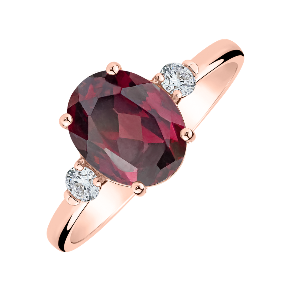 Prsten s diamanty a rhodolitem Asuan