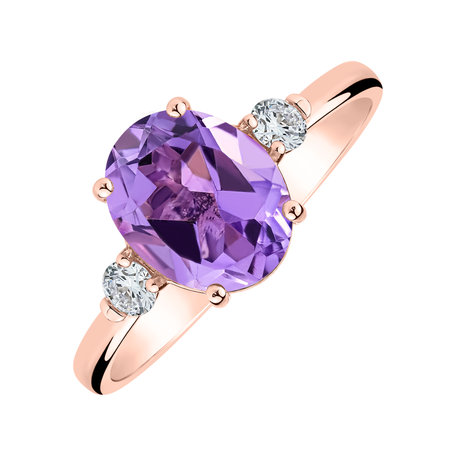 Prsten s diamanty a ametystem Asuan