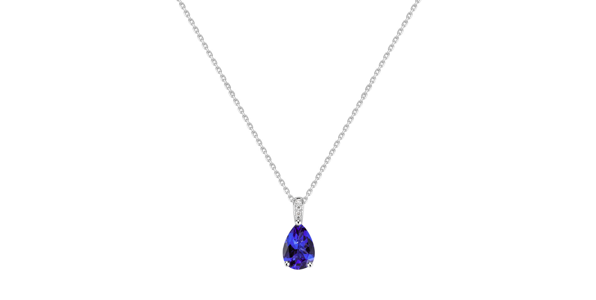 Náhrdelník s diamanty a tanzanitem Teardrop