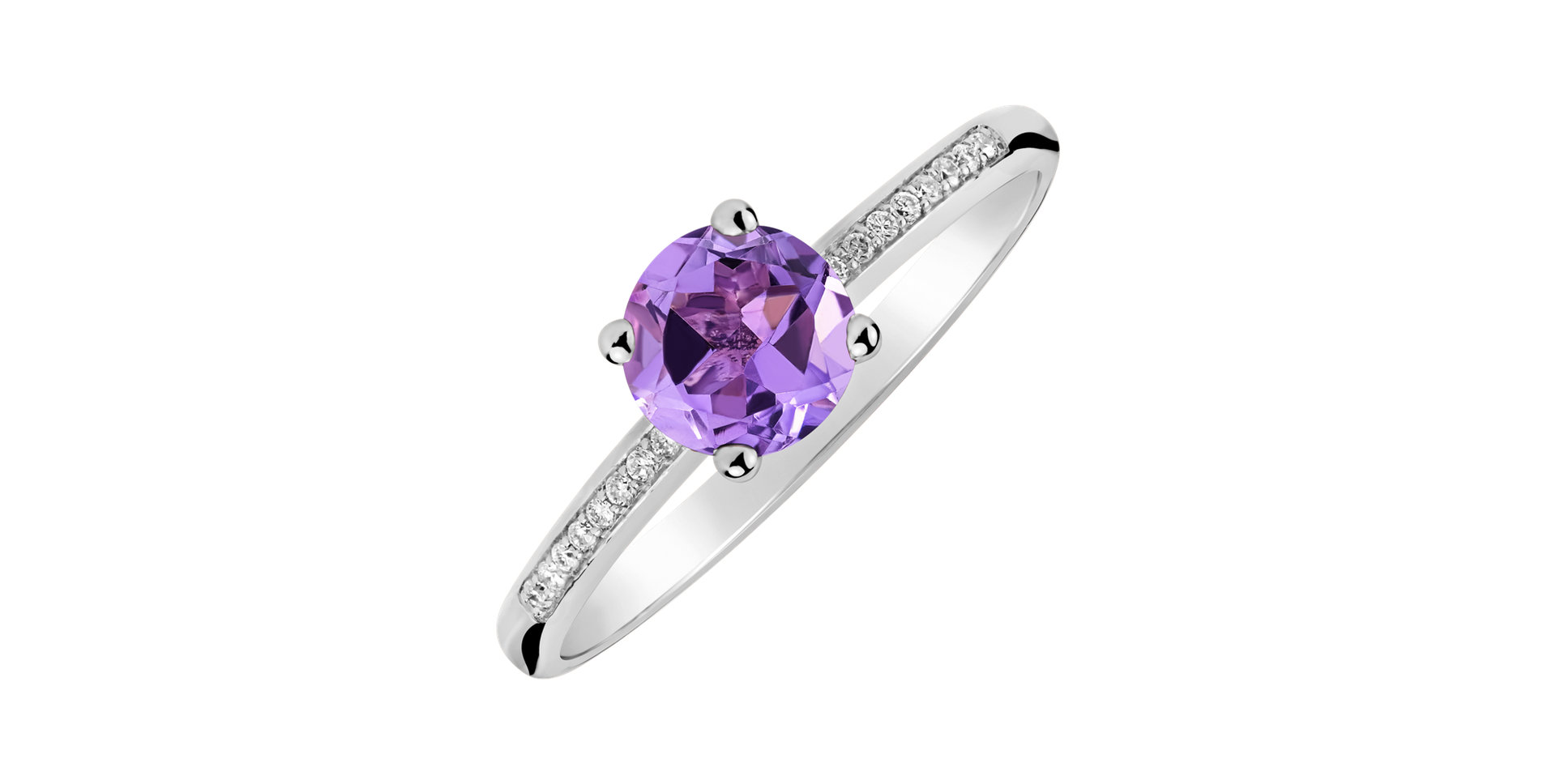 Prsten s diamanty a ametystem Satin