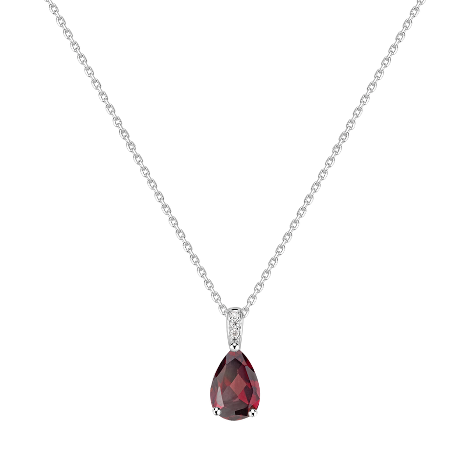 Náhrdelník s diamanty a rhodolitem Teardrop