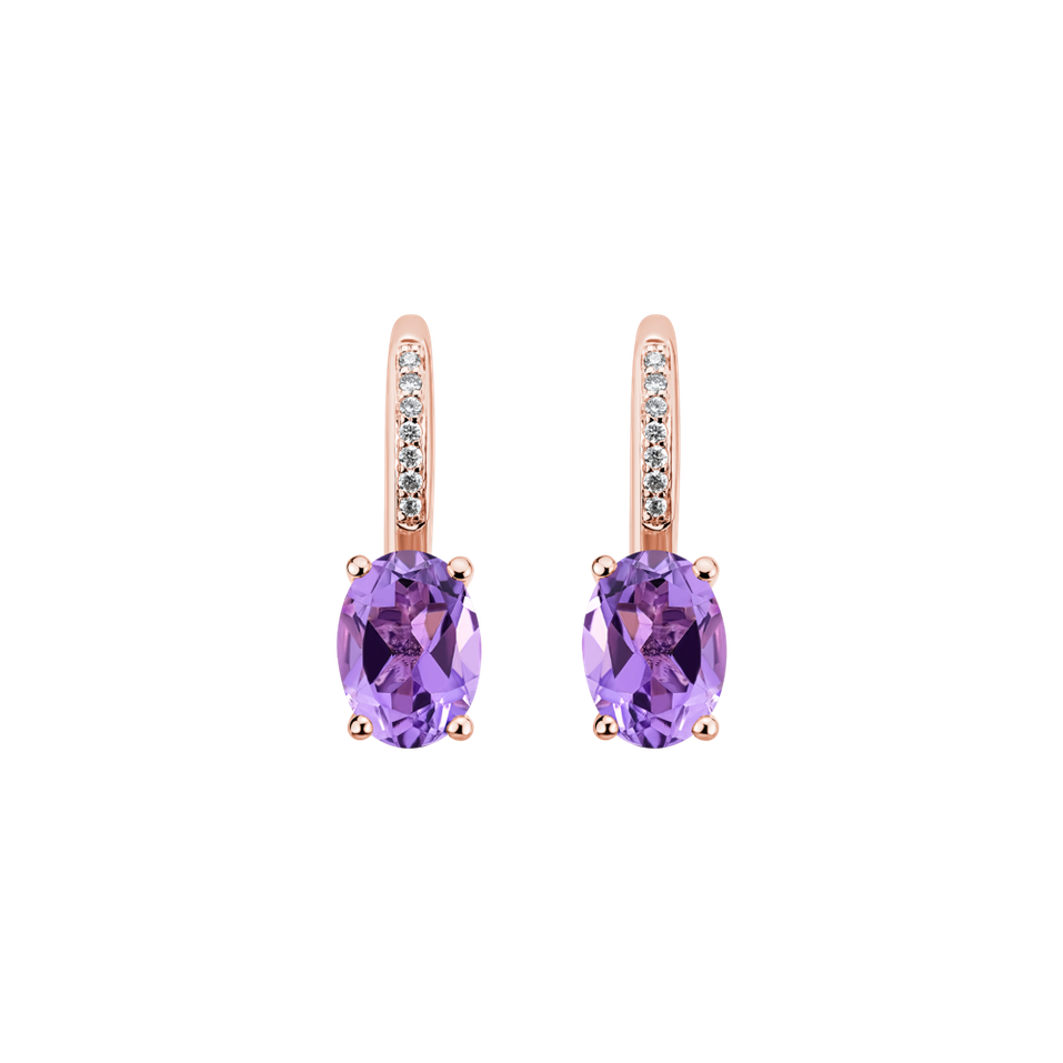 Náušnice s diamanty a ametystem Lauriene