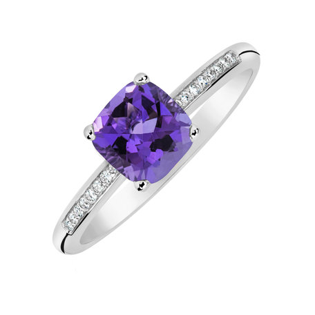 Prsten s diamanty a ametystem Melody Symphony