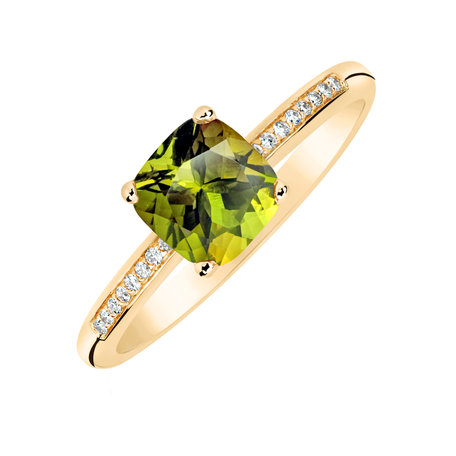Prsten s diamanty a peridotem Melody Symphony