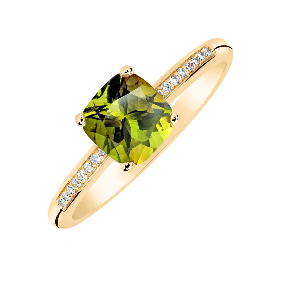 Prsten s diamanty a peridotem Melody Symphony