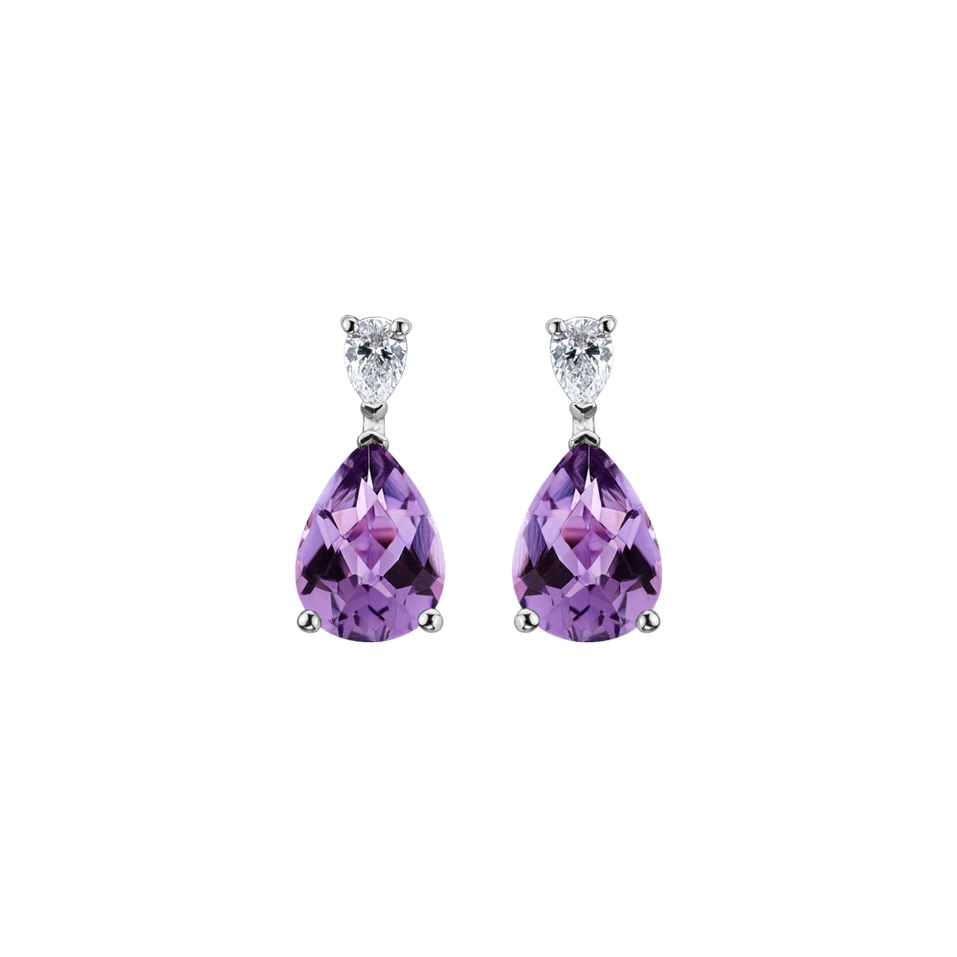 Náušnice s diamantem a ametystem Whispers of Light