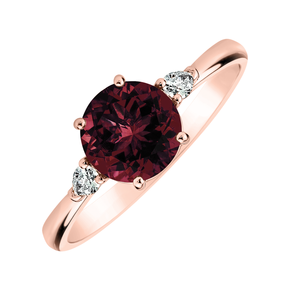 Prsten s diamanty a rhodolitem Majestic Oasis