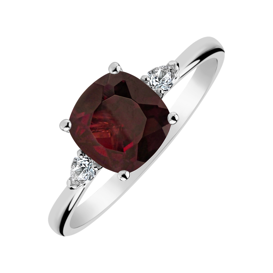 Prsten s diamanty a rhodolitem Mirabel