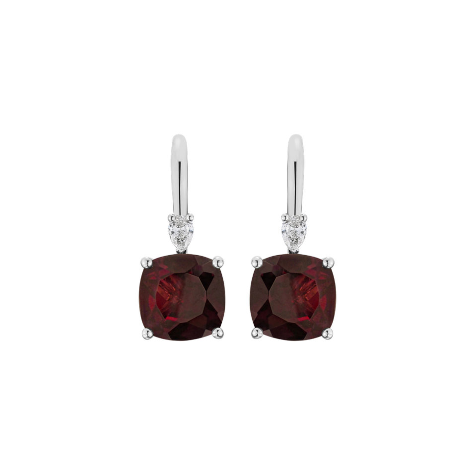 Náušnice s diamantem a rhodolitem Mirabel