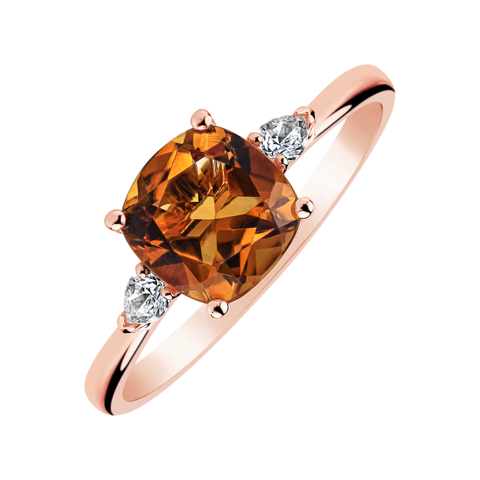 Prsten s diamanty a citrínem Mirabel