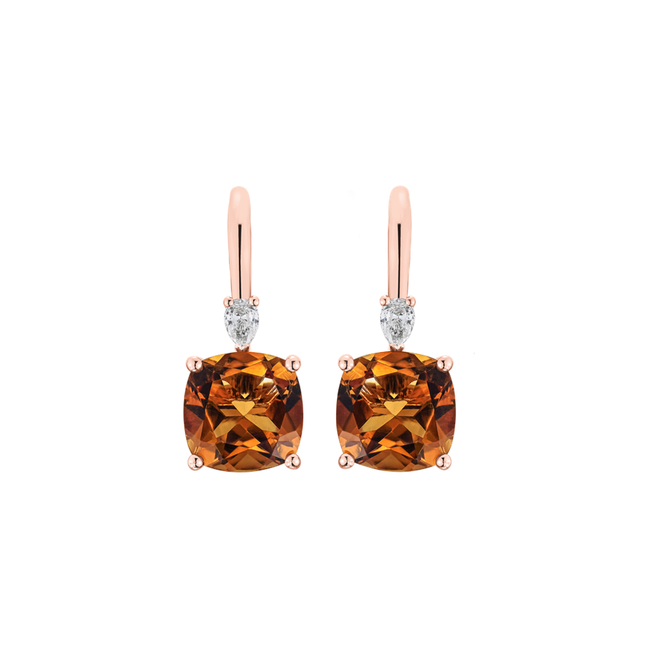 Náušnice s diamantem a citrínem Mirabel