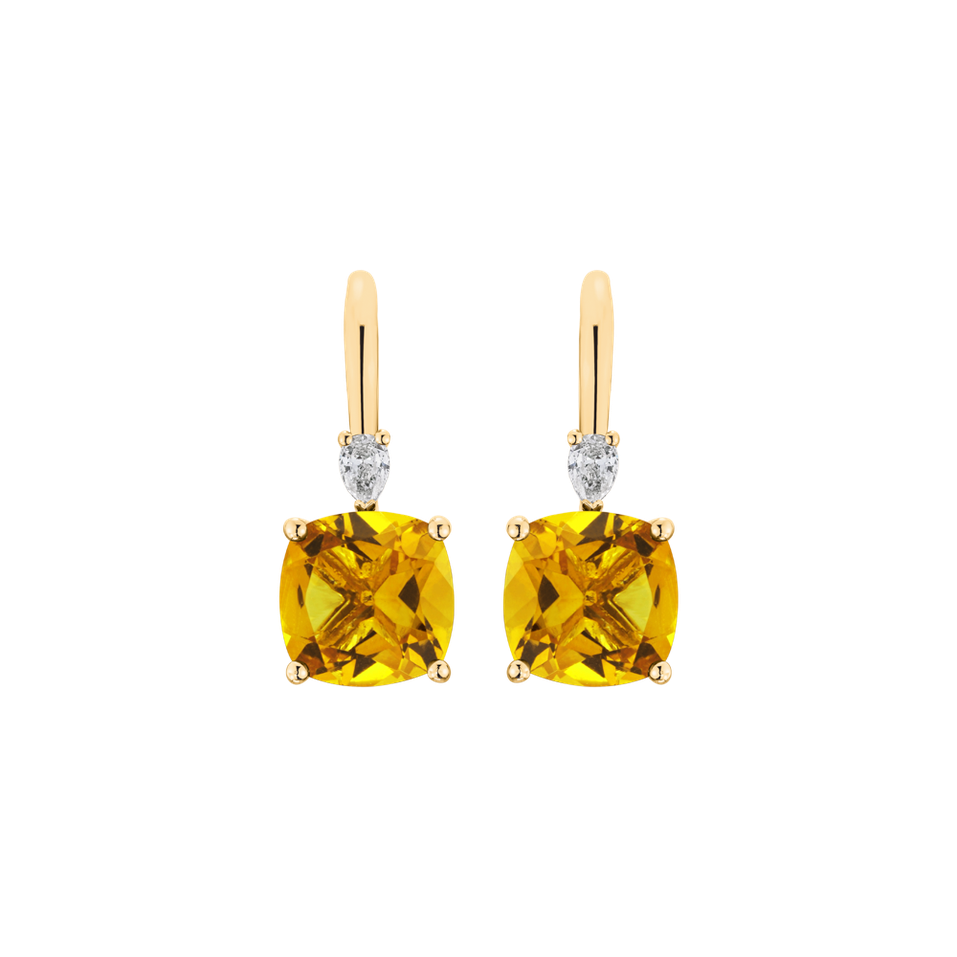 Náušnice s diamantem a citrínem Mirabel