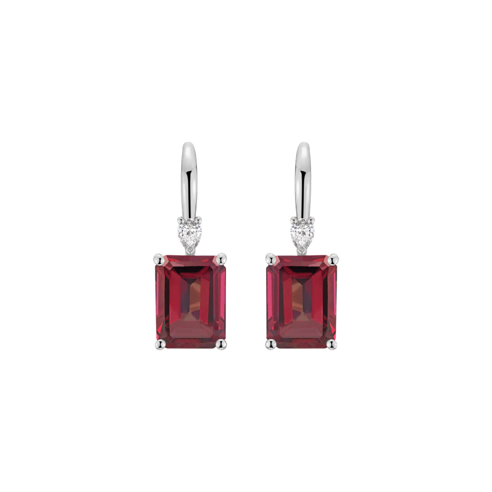 Náušnice s diamantem a rhodolitem Royal Anne