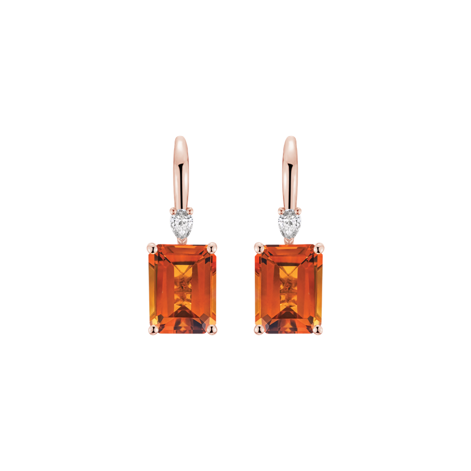 Náušnice s diamantem a citrínem Royal Anne