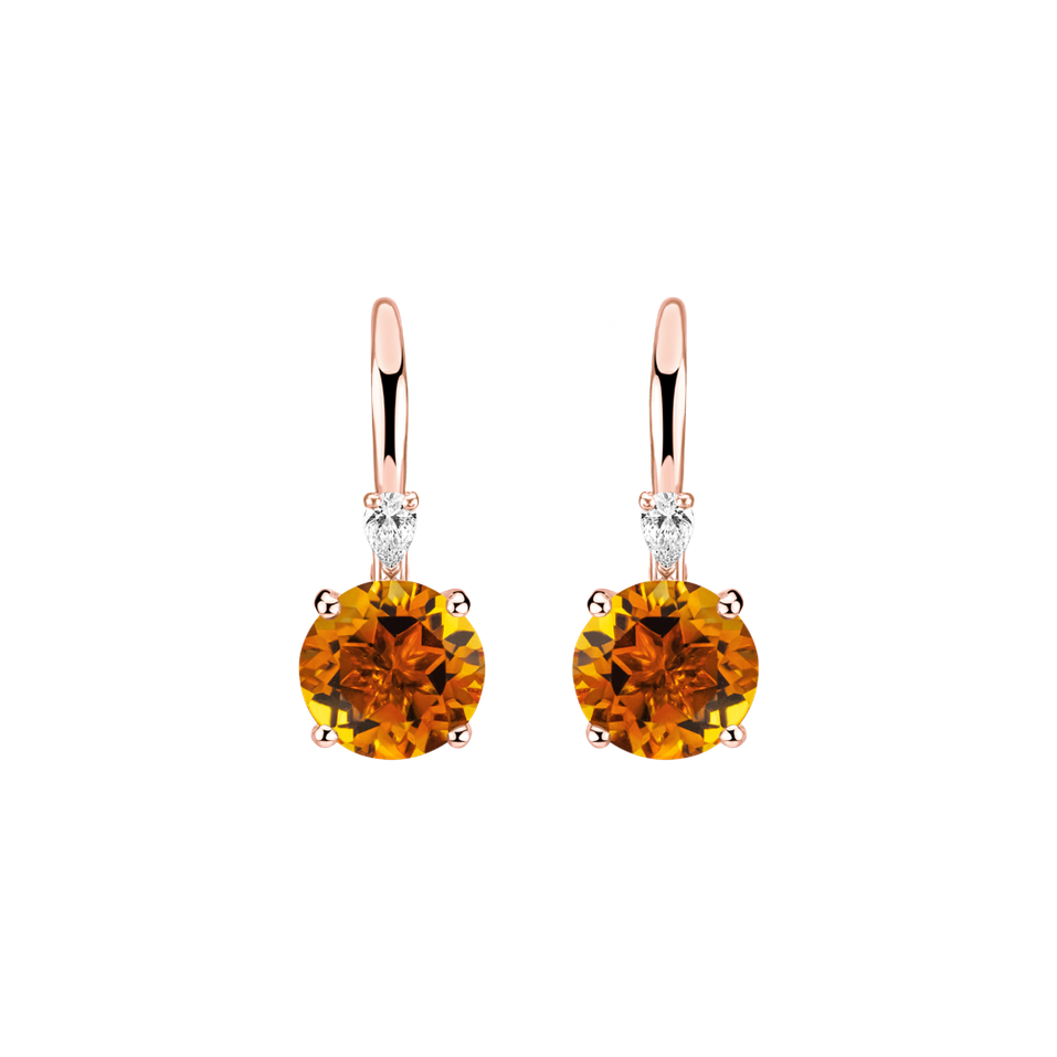 Náušnice s diamantem a citrínem Mariella