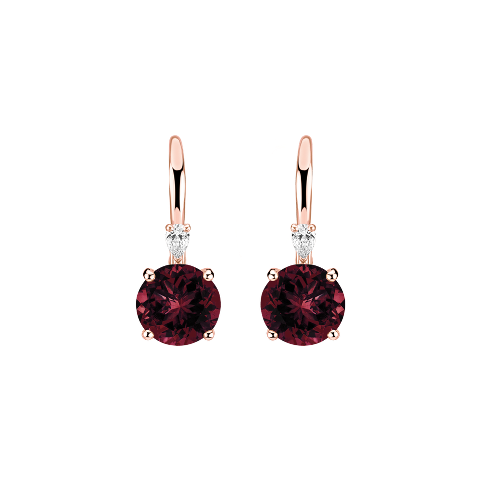Náušnice s diamantem a rhodolitem Mariella