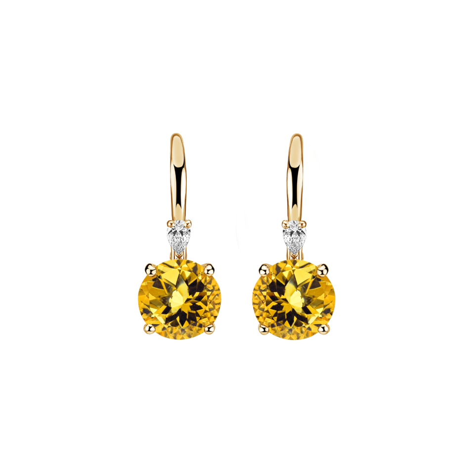 Náušnice s diamantem a citrínem Mariella