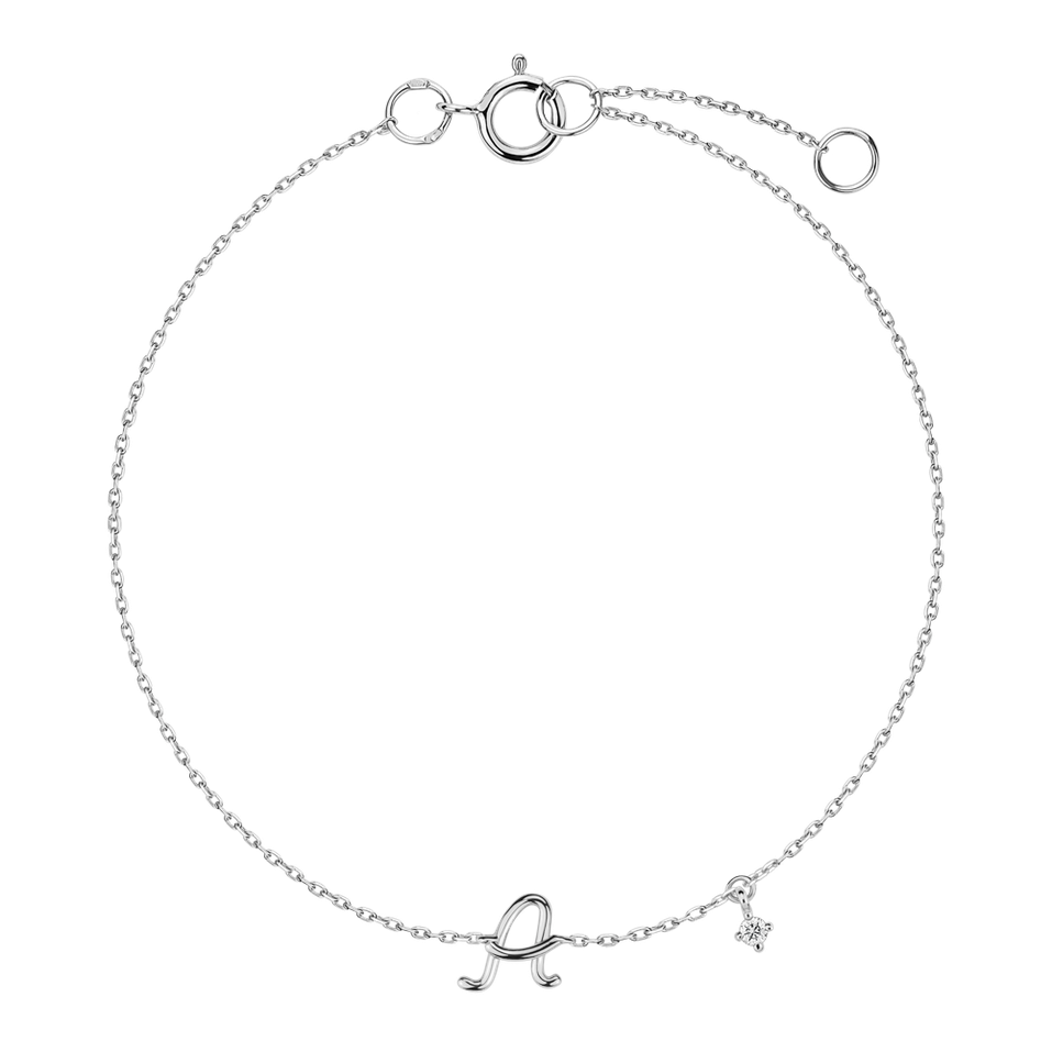 Náramek s diamantem Curly Letter A