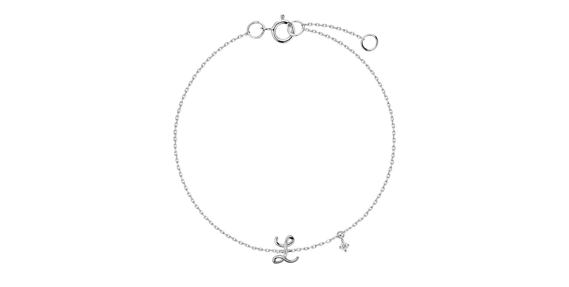 Náramek s diamantem Curly Letter L