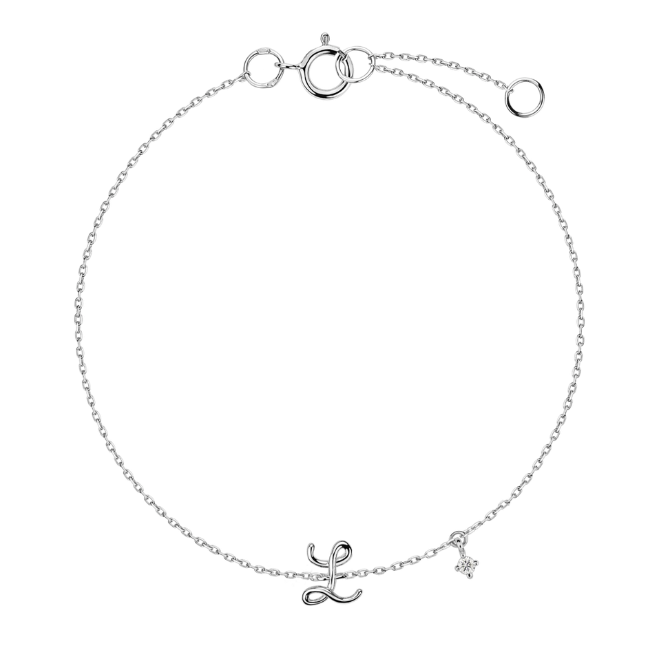 Náramek s diamantem Curly Letter L