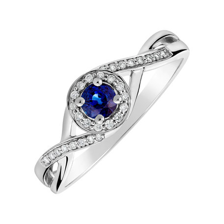 Prsten s diamanty a safírem Curvy Wish