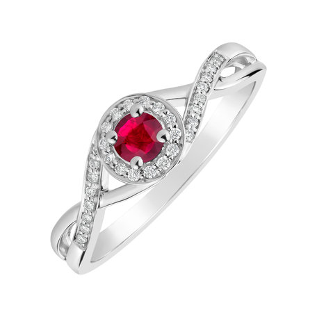 Prsten s diamanty a rubínem Curvy Wish