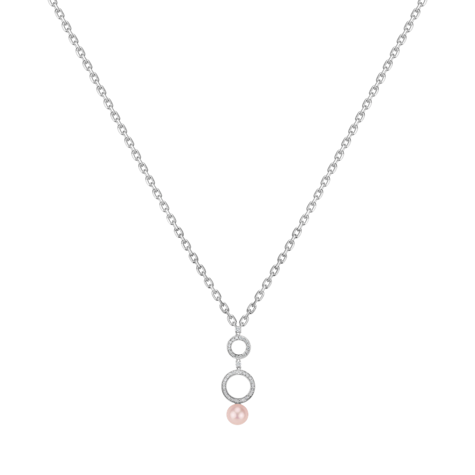 Náhrdelník s diamanty a sladkovodní růžovou perlou Ocean Circles