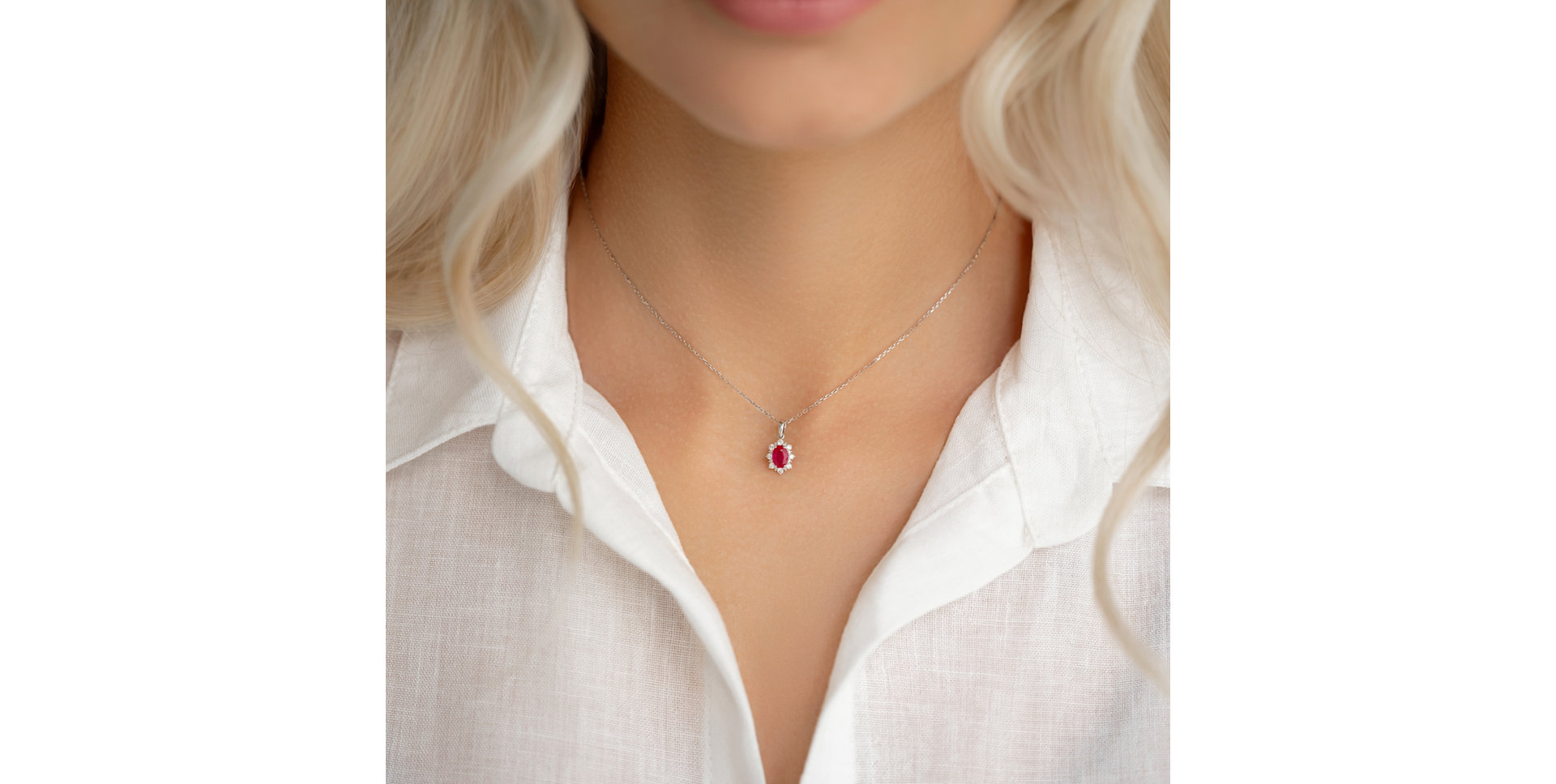 Přívěsek s rubínem a diamanty Princess