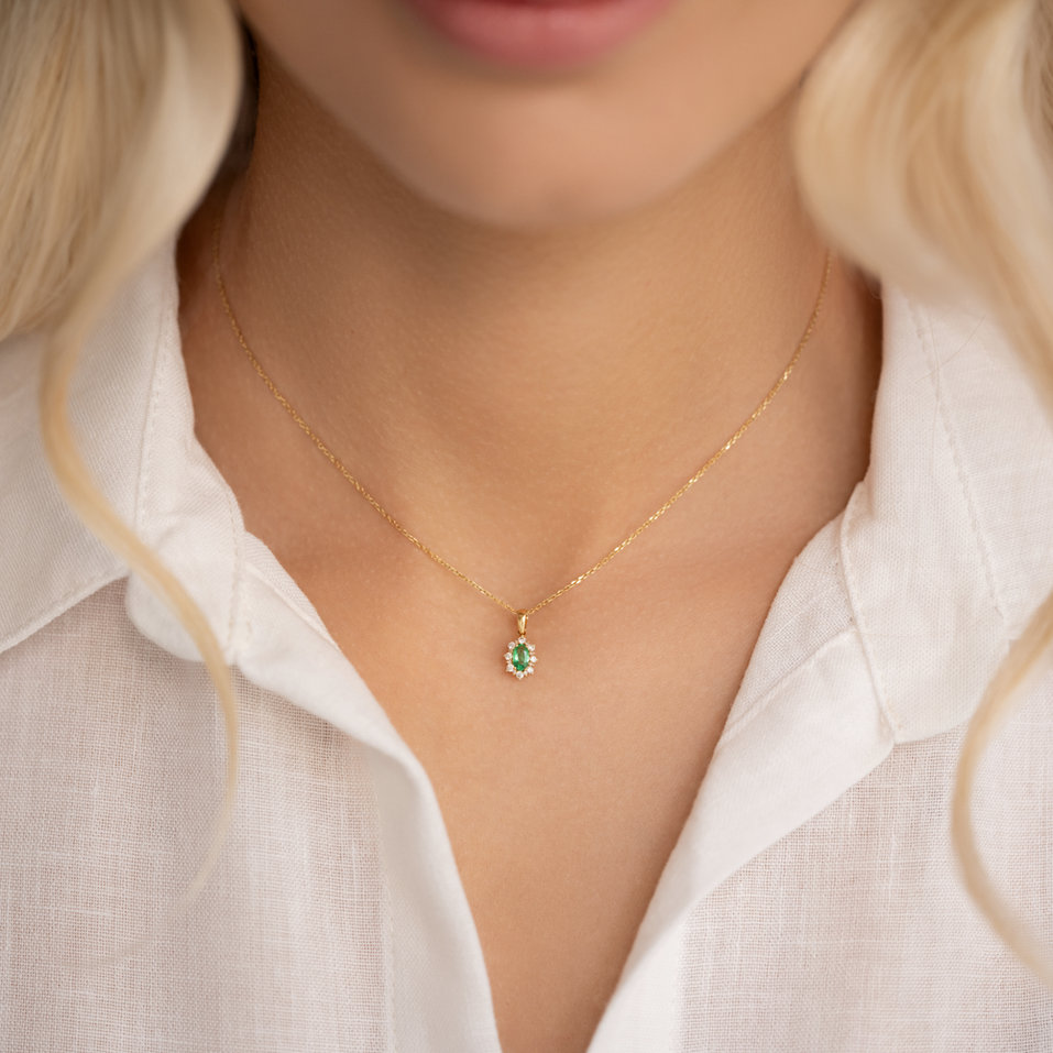 Přívěsek s diamanty a smaragdem Princess