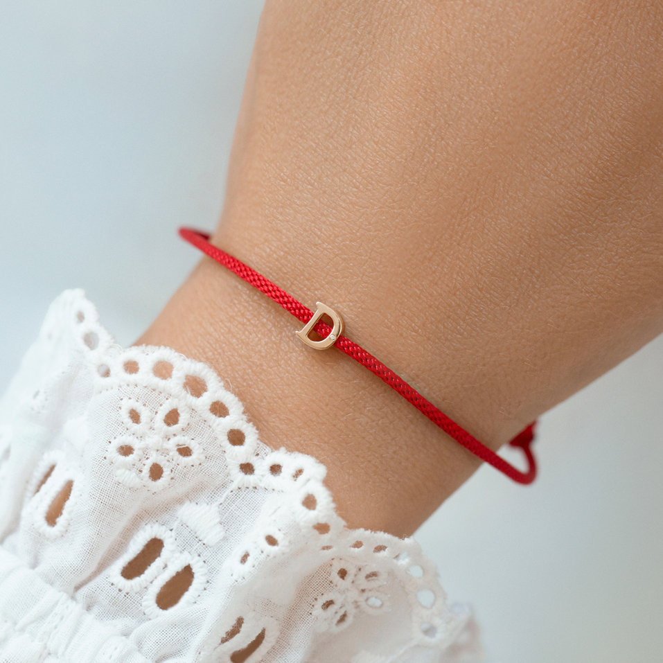 Náramek s diamantem a šňůrkou Flat Line Q