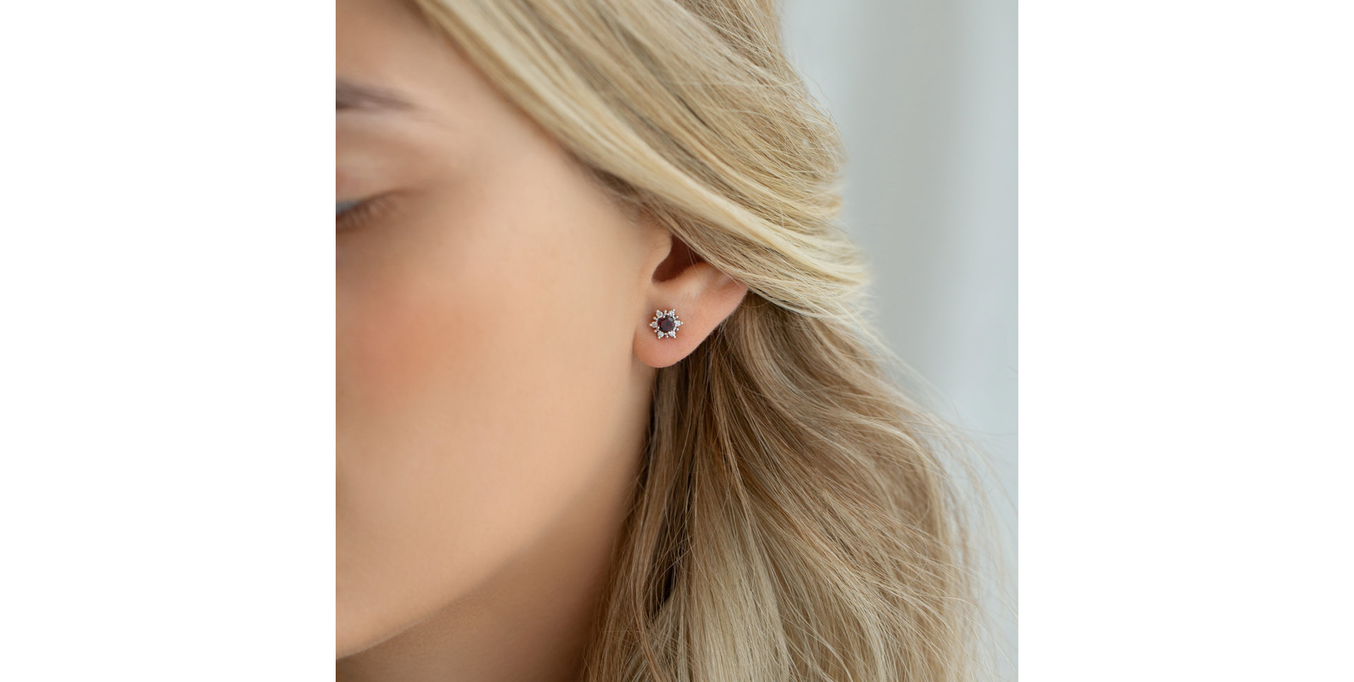 Náušnice s rhodolitem a diamanty Fancy Fairytale