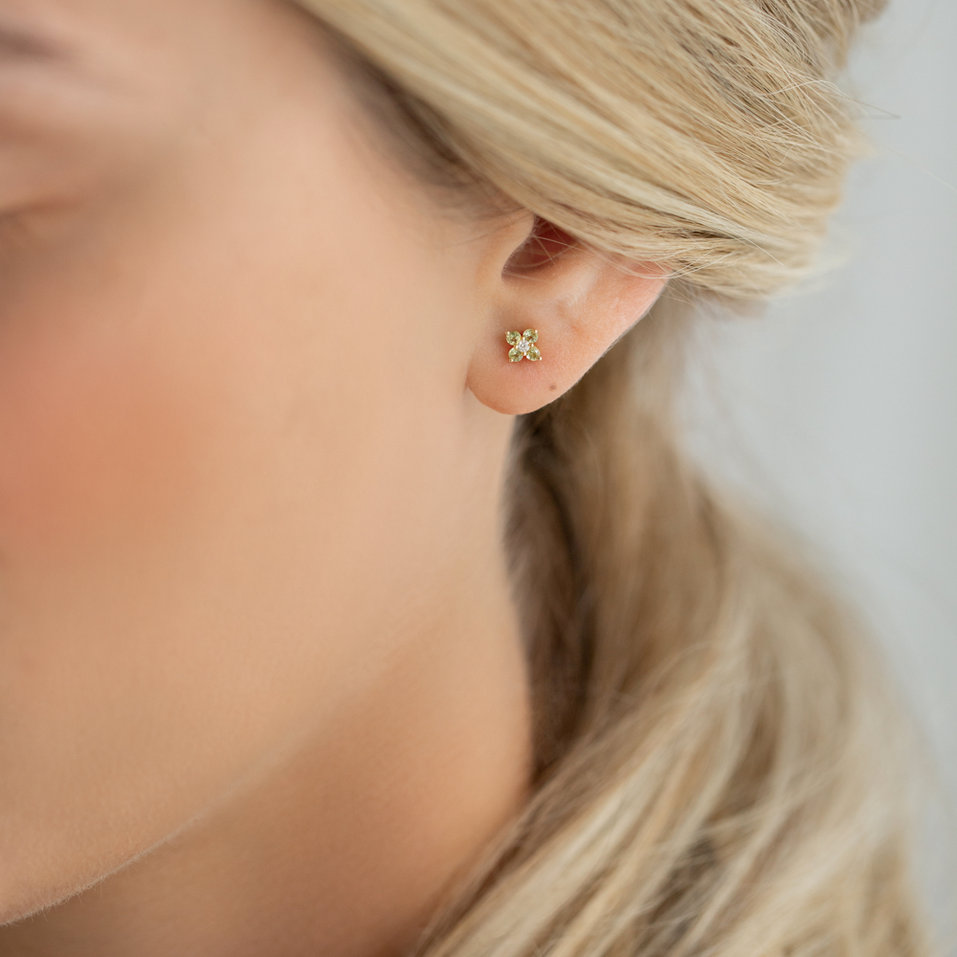 Náušnice s diamantem a topazy swiss Divine Bloom