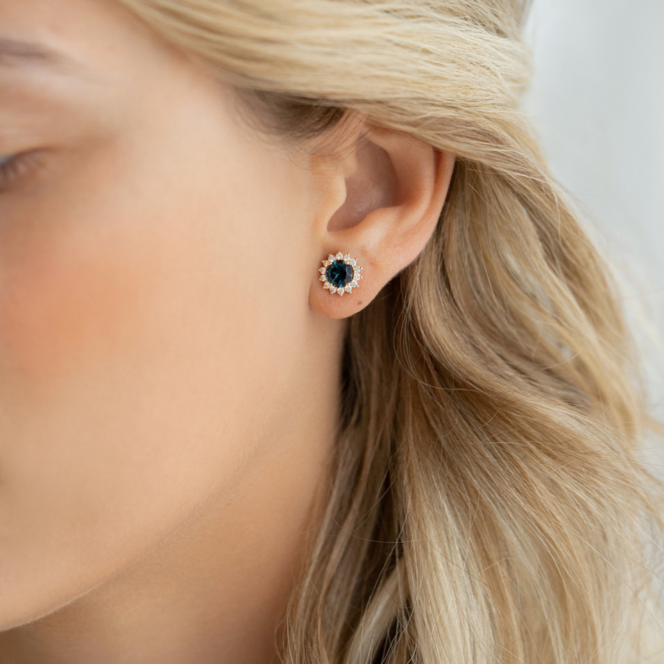 Náušnice s diamanty a topazem london Lilac Flower