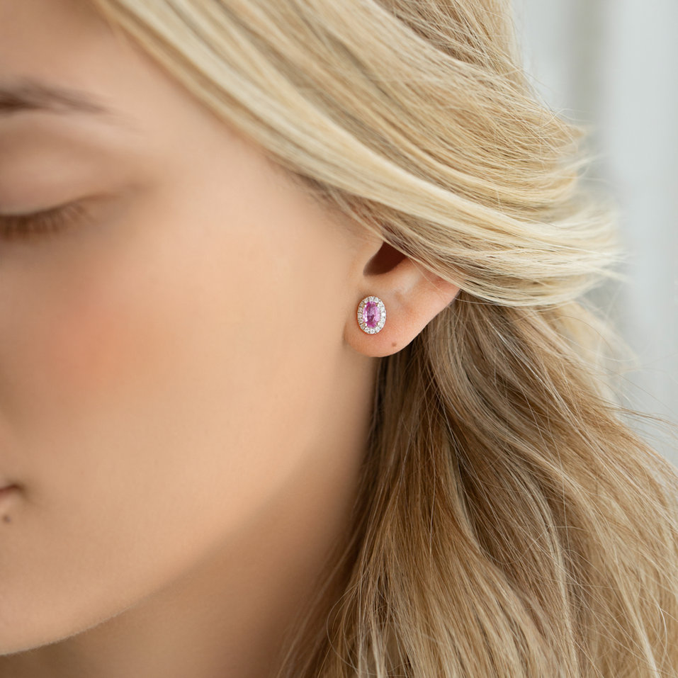 Náušnice s diamanty a safírem Royal Sapphire