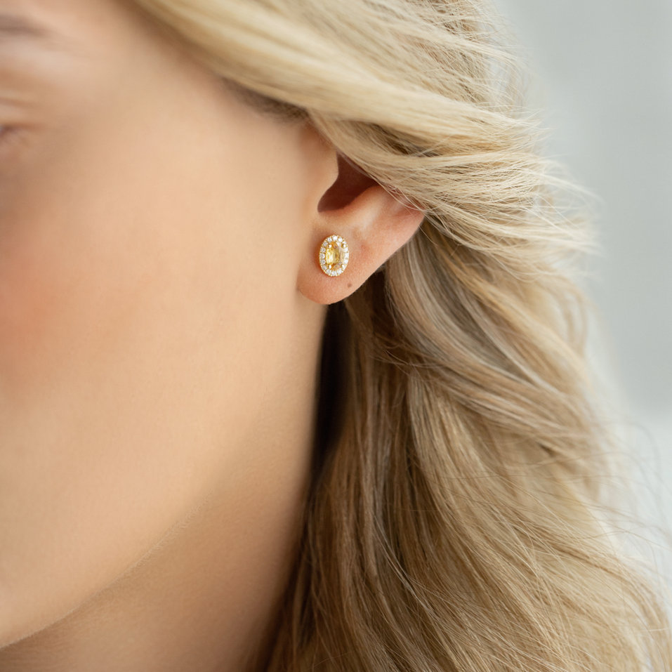 Náušnice s diamanty a safírem Princess