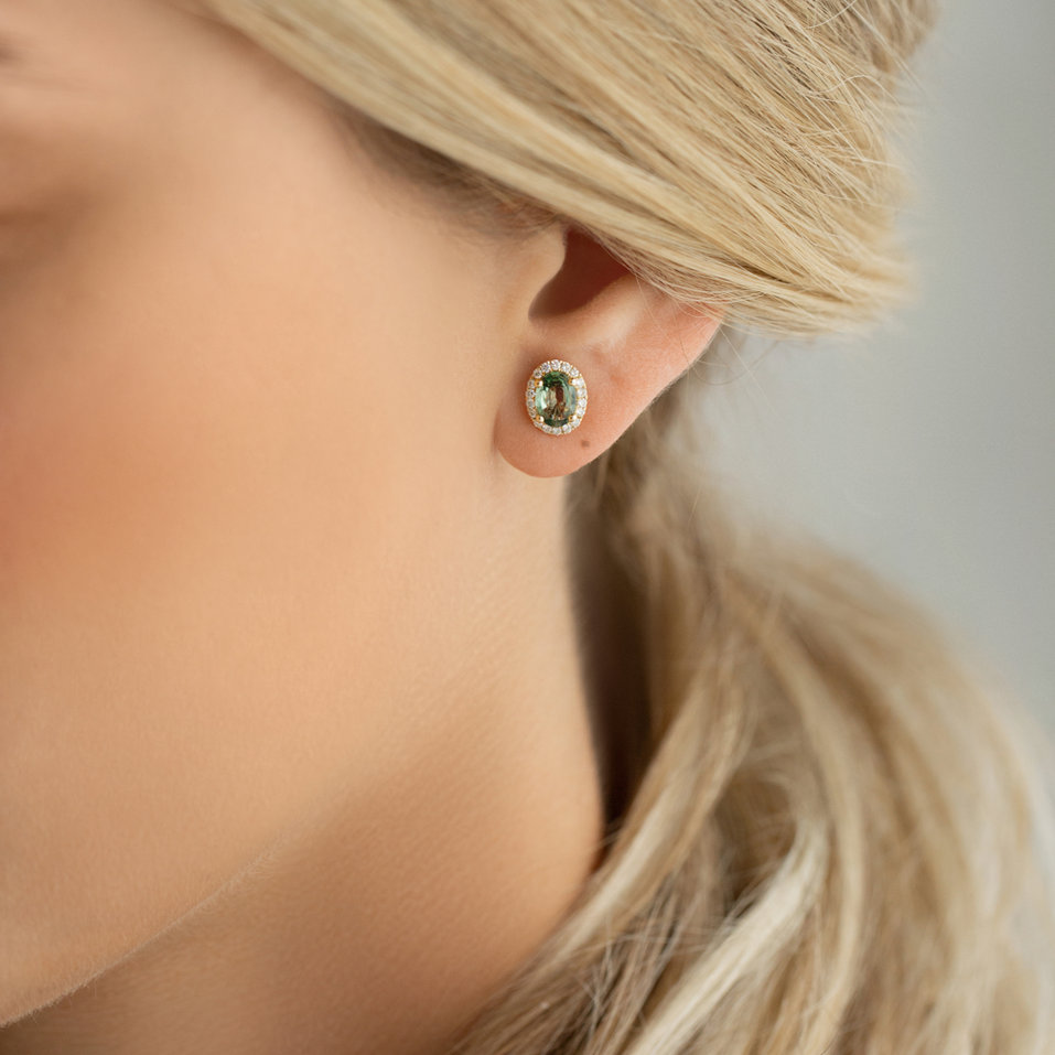 Náušnice s diamanty a safírem Princess