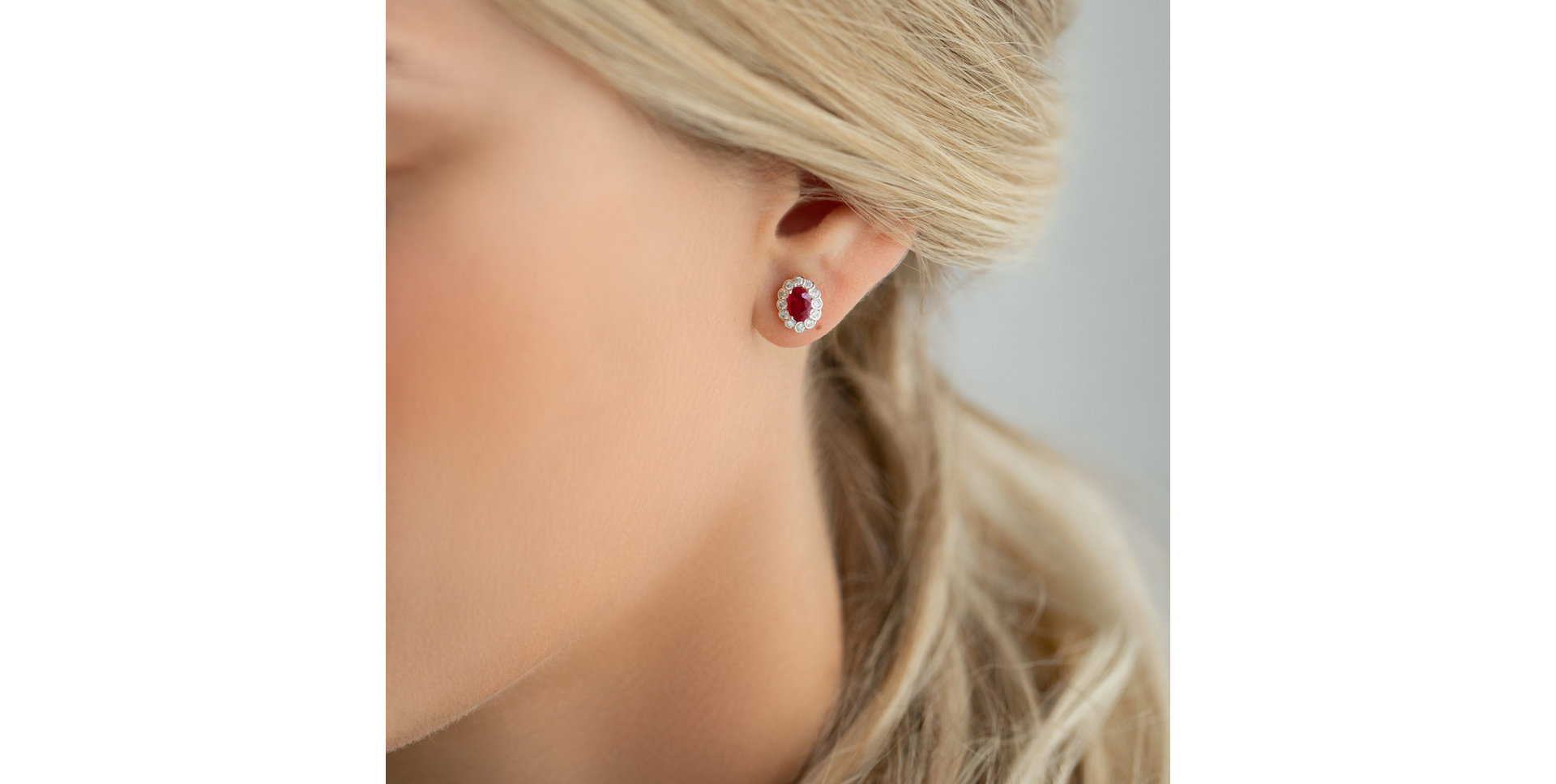 Náušnice s rubínem a diamanty Princess