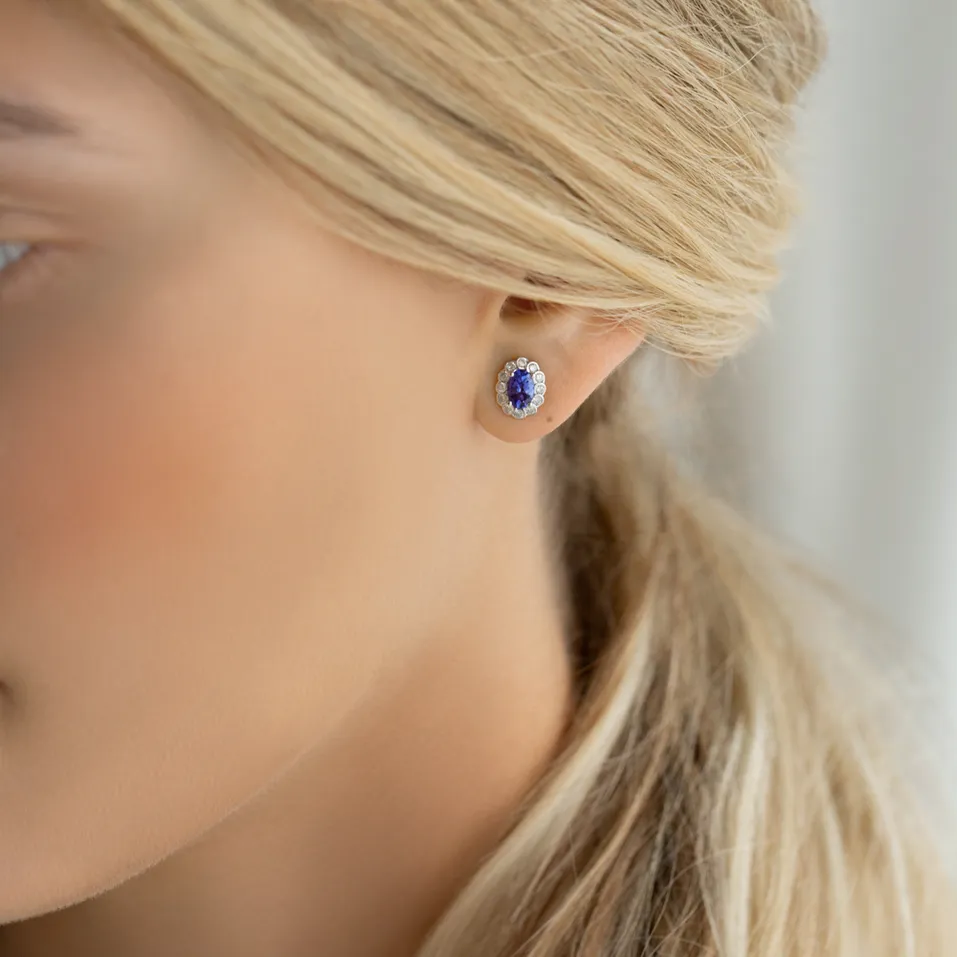 Náušnice s tanzanitem a diamanty Princess