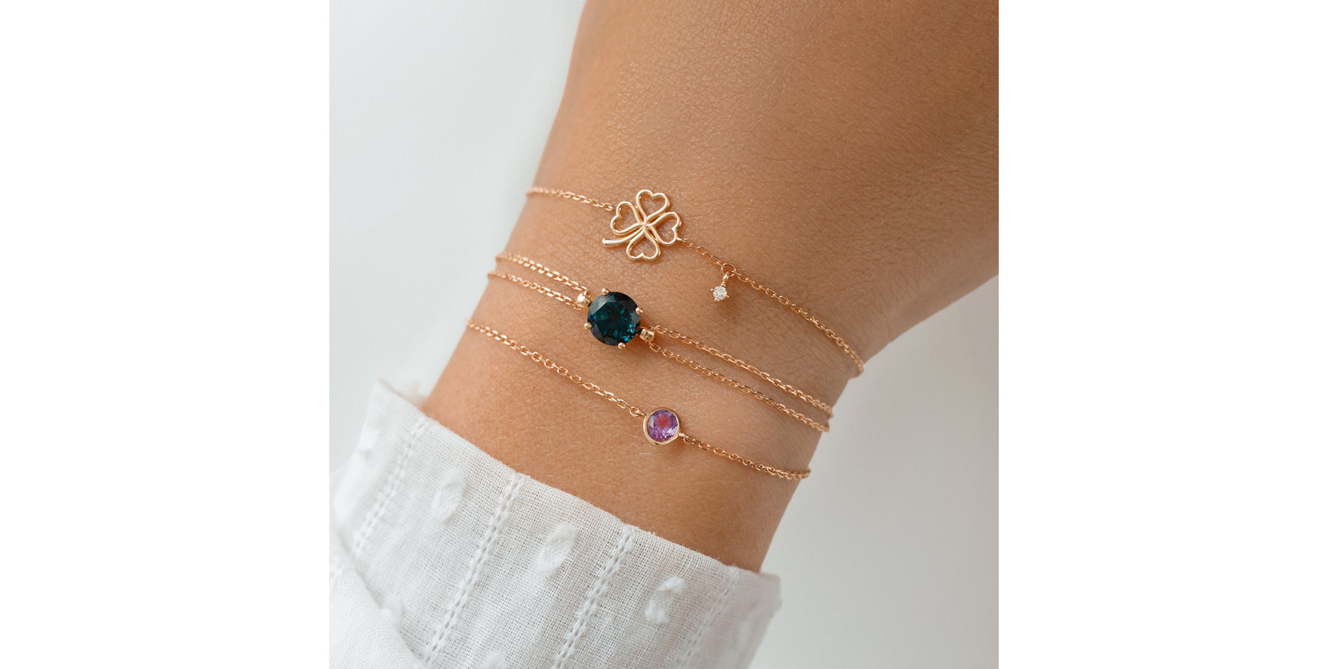 Náramek s diamantem Harmonic Cloverlight